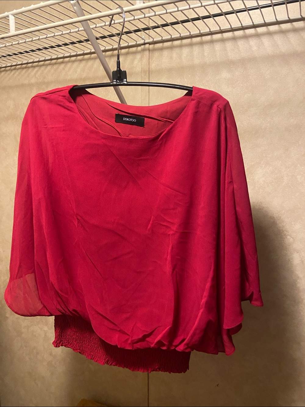 DOKOTOO Fuchsia Batwing Blouse